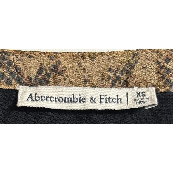 Abercrombie & Fitch Dress Women’s XS Brown Snakeskin Print Buttons Tie in Back - Picture 4 of 14